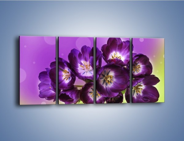 Obraz na płótnie – Fioletowe kwiaty w powietrzu – czteroczęściowy K630W1