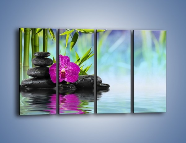 Obraz na płótnie – Wodny pejzaż z kwiatem – czteroczęściowy K646W1