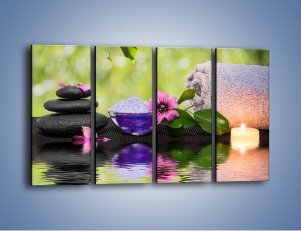 Obraz na płótnie – Kwiaty i pływające świece – czteroczęściowy K648W1
