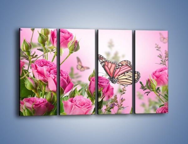 Obraz na płótnie – Motyle różowe jak kwiaty – czteroczęściowy K741W1