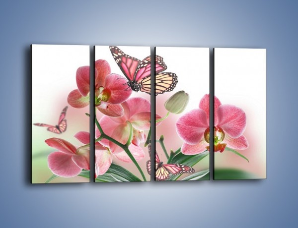 Obraz na płótnie – Różowy motyl czy kwiat – czteroczęściowy K786W1