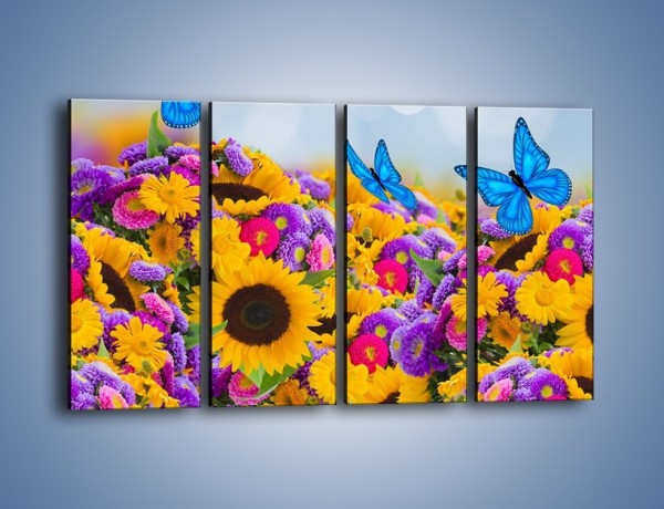 Obraz na płótnie – Bajka o kwiatach i motylach – czteroczęściowy K794W1