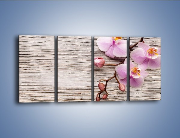 Obraz na płótnie – Kwiaty na drewnianej belce – czteroczęściowy K825W1