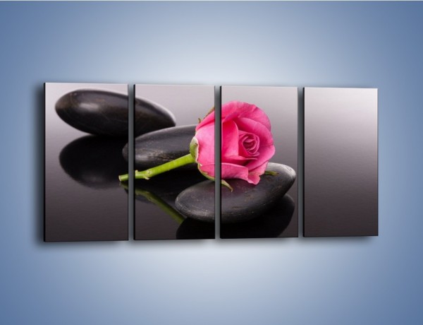 Obraz na płótnie – Ścięta róża na czarnej tafli – czteroczęściowy K832W1