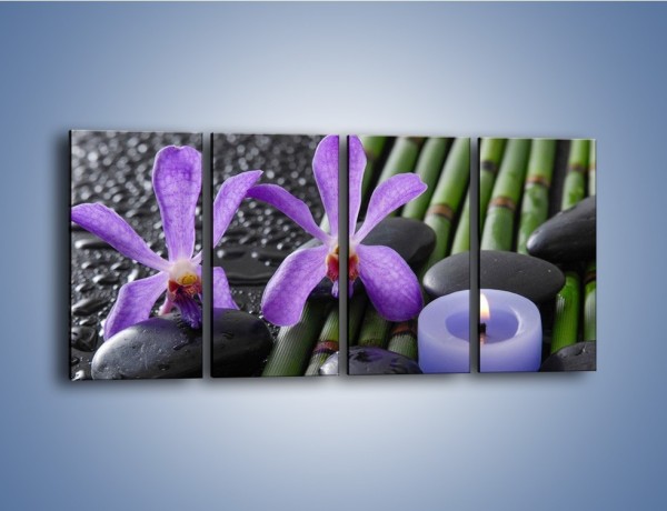 Obraz na płótnie – Mokre fiolety i kwiaty – czteroczęściowy K880W1