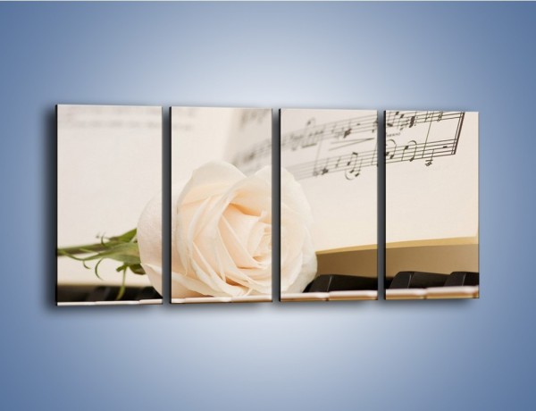 Obraz na płótnie – Fortepian z białą różą – czteroczęściowy K908W1