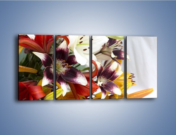 Obraz na płótnie – Wiązanka z samych lilii – czteroczęściowy K945W1