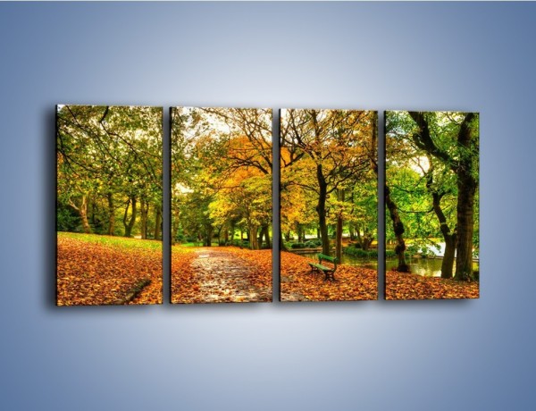 Obraz na płótnie – Piękna jesień w parku – czteroczęściowy KN1098AW1