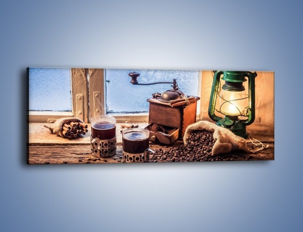 Obraz na płótnie – Mroźne wieczory przy kawie – jednoczęściowy panoramiczny JN531
