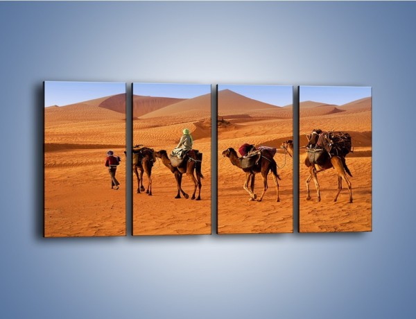 Obraz na płótnie – Idą wielbłądy przez pustynię – czteroczęściowy KN1237AW1
