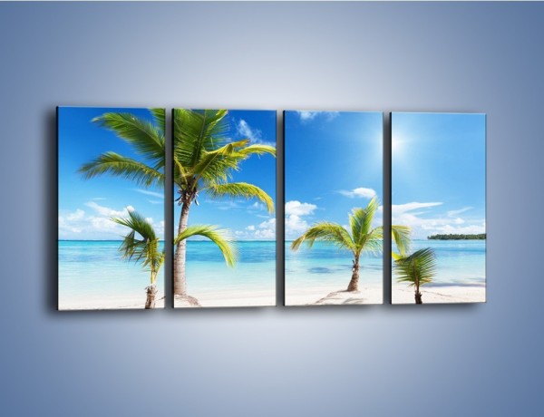 Obraz na płótnie – Palmy na pustej plaży – czteroczęściowy KN245W1
