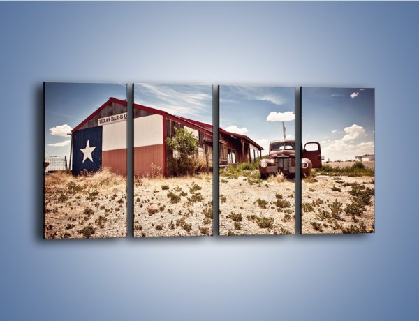 Obraz na płótnie – Autem przez texas – czteroczęściowy KN874W1