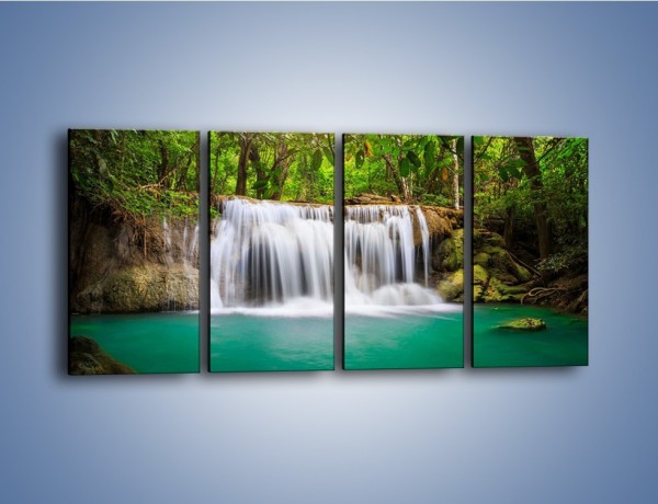 Obraz na płótnie – Piękno leśnego wodospadu – czteroczęściowy KN894W1