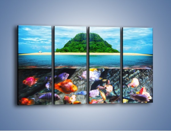 Obraz na płótnie – Kolorowy świat ryb – czteroczęściowy KN906W1