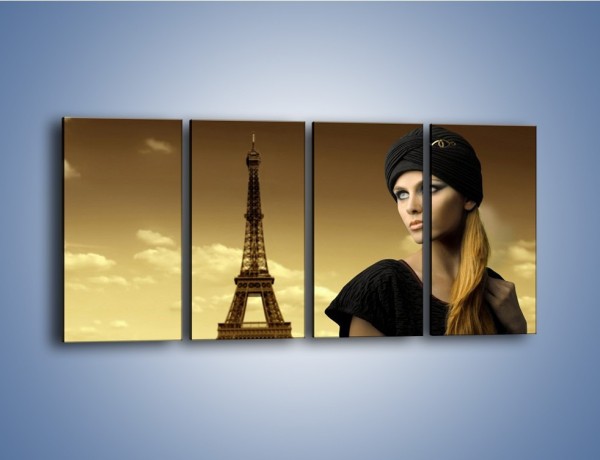 Obraz na płótnie – Czarna dama w paryżu – czteroczęściowy L114W1