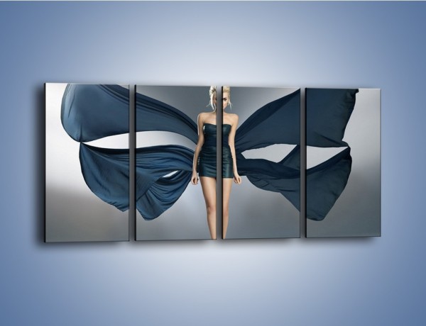 Obraz na płótnie – Kobieta jak czarny motyl – czteroczęściowy L160W1