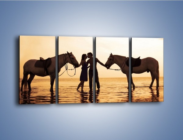 Obraz na płótnie – Miłość morze i konie – czteroczęściowy L253W1