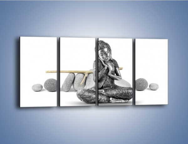 Obraz na płótnie – Budda wśród szarości – czteroczęściowy O220W1