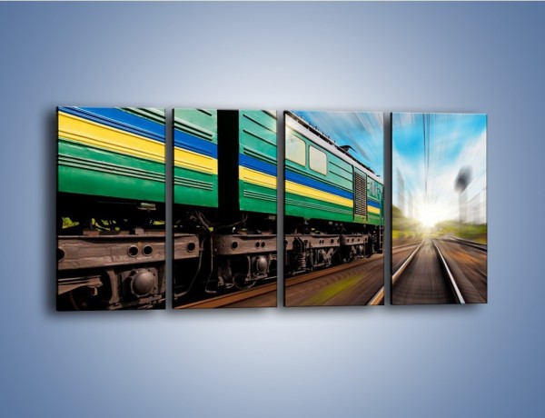 Obraz na płótnie – Pędzący pociąg – czteroczęściowy TM024W1