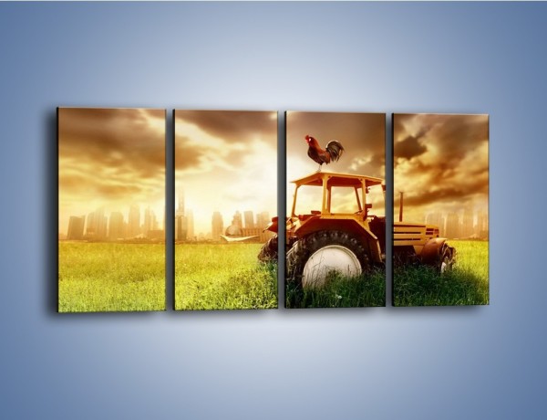 Obraz na płótnie – Traktor w trawie – czteroczęściowy TM031W1