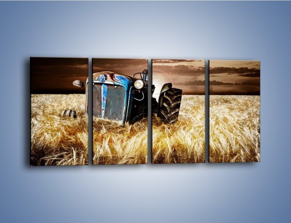 Obraz na płótnie – Stary traktor w polu pszenicy – czteroczęściowy TM033W1