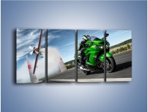 Obraz na płótnie – Kawasaki Ninja ZX-14 i samolot – czteroczęściowy TM093W1