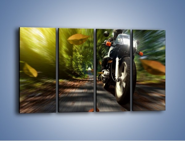 Obraz na płótnie – Jazda na motocyklu leśną dróżką – czteroczęściowy TM153W1