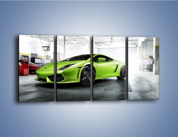 Obraz na płótnie – Lamborghini Gallardo w garażu – czteroczęściowy TM205W1