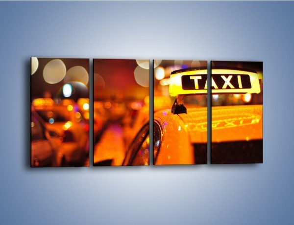 Obraz na płótnie – Taksówka w deszczu – czteroczęściowy TM218W1