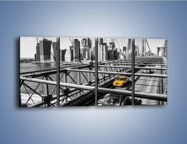 Obraz na płótnie – Taksówka na nowojorskim moście – czteroczęściowy TM224W1
