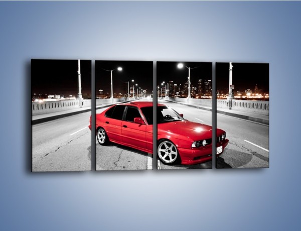 Obraz na płótnie – BMW 5 E34 na moście – czteroczęściowy TM227W1