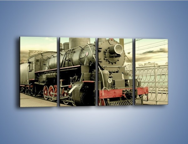 Obraz na płótnie – Stara lokomotywa na stacji – czteroczęściowy TM238W1
