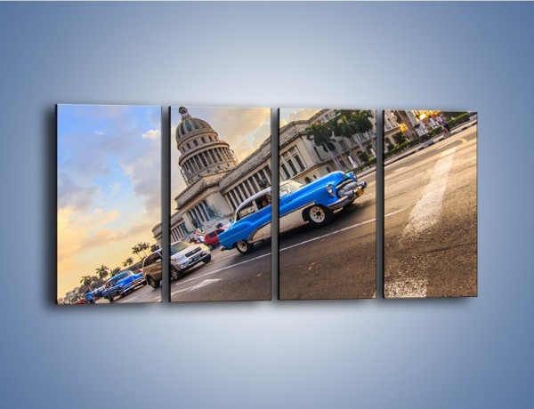 Obraz na płótnie – Samochody na ulicach Hawany – czteroczęściowy TM243W1