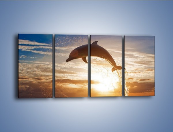 Obraz na płótnie – Z delfinem do nieba – czteroczęściowy Z074W1
