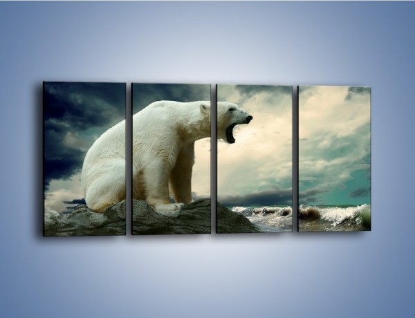 Obraz na płótnie – Donośny krzyk polarnego niedźwiedzia – czteroczęściowy Z114W1