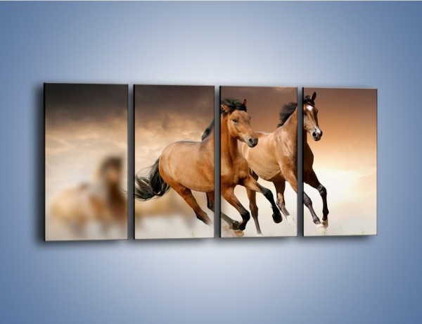Obraz na płótnie – Uciec na koniu przed burzą – czteroczęściowy Z180W1