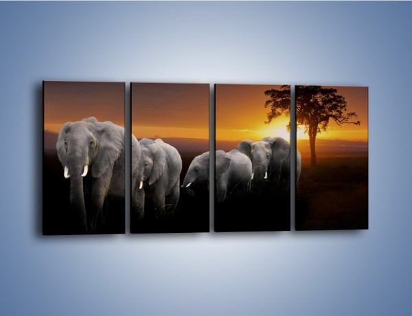 Obraz na płótnie – Powrót słoni do domu – czteroczęściowy Z229W1
