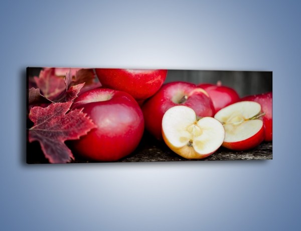Obraz na płótnie – Czerwone jabłka późną jesienią – jednoczęściowy panoramiczny JN619