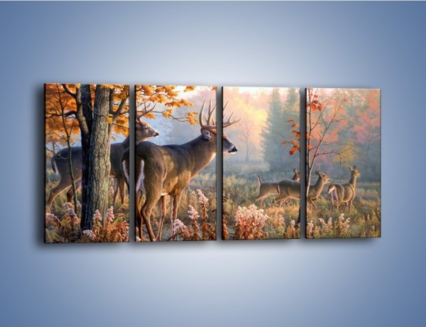 Obraz na płótnie – Randka jeleni z sarnami – czteroczęściowy Z343W1