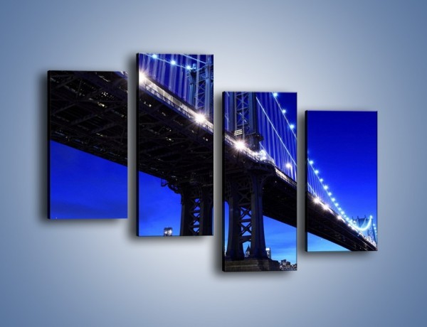 Obraz na płótnie – Oświetlony most wieczorem – czteroczęściowy AM003W2