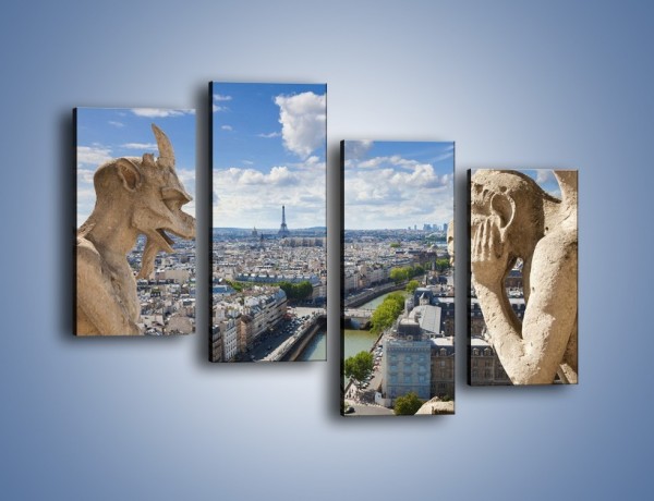 Obraz na płótnie – Kamienne gargulce nad Paryżem – czteroczęściowy AM037W2