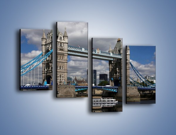 Obraz na płótnie – Tower Bridge w lustrzanym odbiciu wody – czteroczęściowy AM084W2