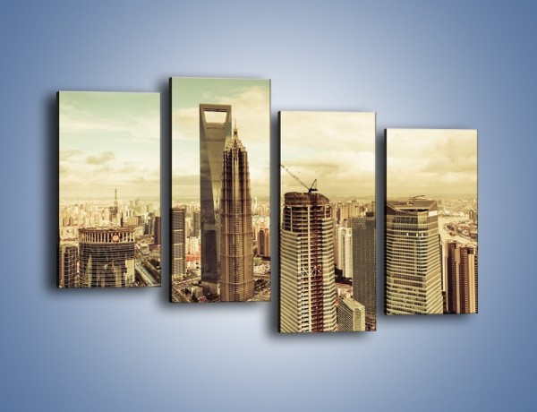 Obraz na płótnie – Panorama miasta w ciągu dnia – czteroczęściowy AM128W2