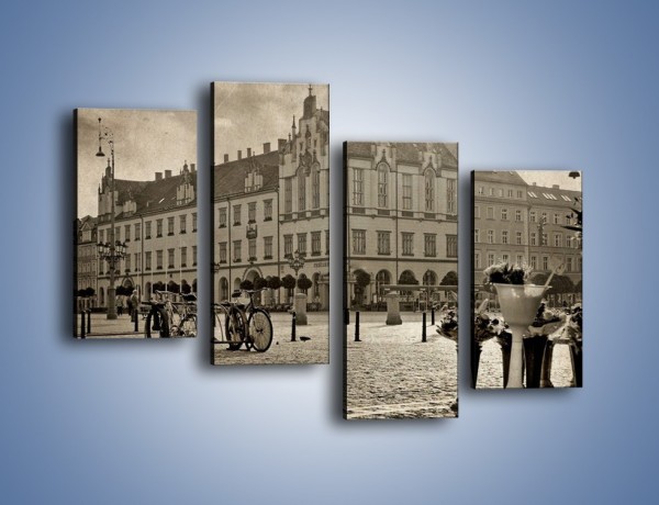 Obraz na płótnie – Rynek Starego Miasta w stylu vintage – czteroczęściowy AM138W2