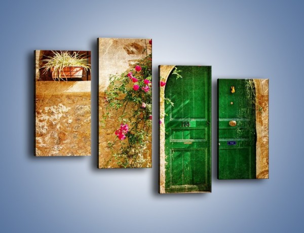 Obraz na płótnie – Drzwi w greckim domu vintage – czteroczęściowy AM192W2