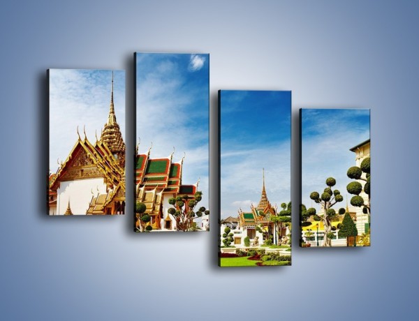 Obraz na płótnie – Tajska architektura pod błękitnym niebem – czteroczęściowy AM197W2