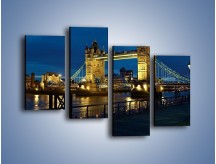 Obraz na płótnie – Tower Bridge w świetle nocnych lamp – czteroczęściowy AM210W2