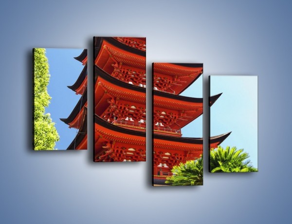 Obraz na płótnie – Japońska architektura wśród drzew – czteroczęściowy AM252W2