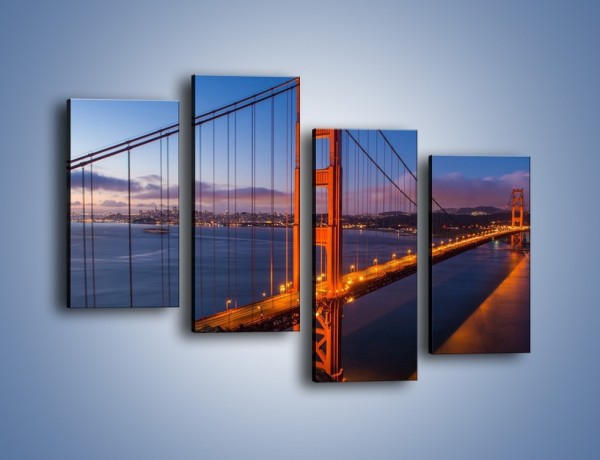 Obraz na płótnie – Rozświetlony most Golden Gate – czteroczęściowy AM360W2