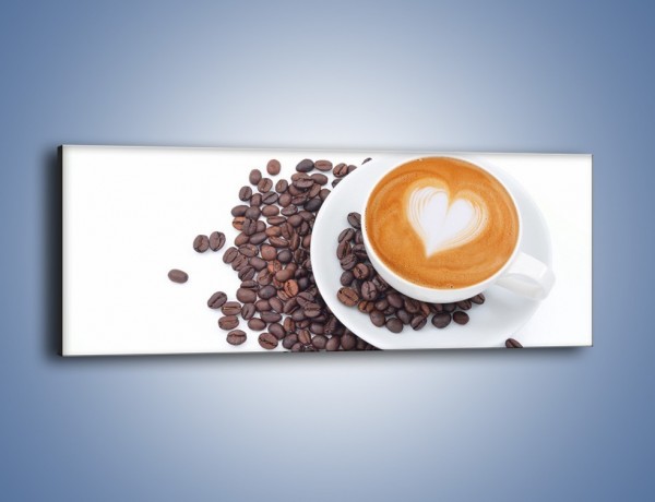 Obraz na płótnie – Miłość i kawa na białym tle – jednoczęściowy panoramiczny JN633